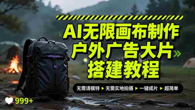 AI无限画布制作户外广告大片搭建教程,无需实地拍摄、无需请模特,一个产品图就能搞定