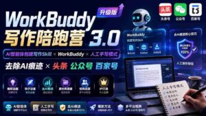 （19920期）WorkBuddy写作陪跑营3.0-更新：Ai智能体创建写作Skill×WorkBuddy×人工手写模式×去除AI痕迹×头条公众号百家号-中创网_分享创业项目_助您在家赚钱