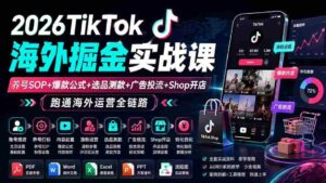 (19973期)2026TikTok海外掘金实战课——养号SOP+爆款公式+选品测款+广告投流+Shop开店,跑通海外运营全链路-中创网_分享创业项目_助您在家赚钱
