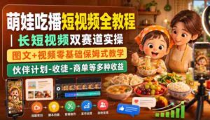 萌娃吃播短视频全教程|长短视频双赛道实操,图文+视频零基础保姆式教学,伙伴计划-收徒-商单等多种变现方式-中创网_分享创业项目_助您在家赚钱