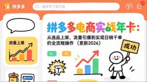 (19839期)拼多多电商实战年卡:从选品上架、流量引爆到实现日销千单的全流程操作(更新2026年8月)-中创网_分享创业项目_助您在家赚钱