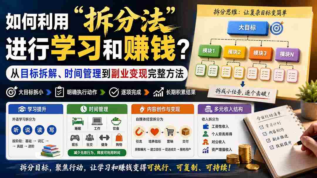 （20022期）付费文章：如何利用“拆分法”进行学习和賺钱？从目标拆解、时间管理到副业变现完整方法-中创网_分享创业项目_助您在家赚钱