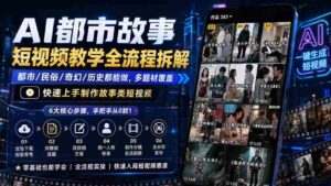 (19858期)AI都市故事短视频教学全流程拆解;都市/民俗/奇幻/历史都能做多题材覆盖,快速上手制作故事类短视频-中创网_分享创业项目_助您在家赚钱