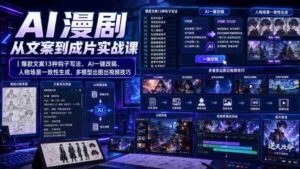 AI漫剧从文案到成片实战课｜爆款文案13种钩子写法、AI一键改稿、人物场景一致性生成、多模型出图出视频技巧-中创网_分享创业项目_助您在家赚钱