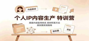 个人IP内容生产特训营:搭建内容复用体系,素材积累方法,朋友圈变现指南-中创网_分享创业项目_助您在家赚钱