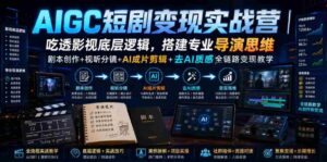 AIGC短剧变现实战营|吃透影视底层逻辑,搭建专业导演思维,剧本创作+视听分镜+AI成片剪辑+去AI质感全链路变现教学-中创网_分享创业项目_助您在家赚钱