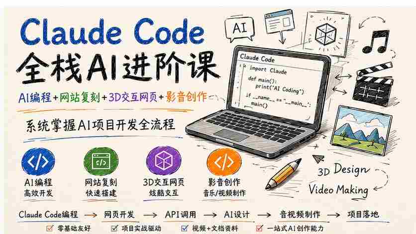 （19735期）Claude Code全栈AI进阶课；AI编程+网站复刻+3D交互网页+影音创作，系统掌握AI项目开发全流程-中创网_分享创业项目_助您在家赚钱