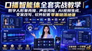 口播智能体全套实战教学|数字人形象克隆、声音克隆、AI视频生成、文案改写、软件配置零基础落地课-中创网_分享创业项目_助您在家赚钱