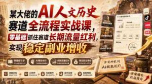 某大佬的AI人文历史赛道全流程实战课，零基础抓住赛道长期流量红利，实现稳定副业增收-中创网_分享创业项目_助您在家赚钱