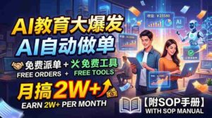 (19731期)AI教育大爆发,AI自动做单,免费派单+免费工具,月搞2W+【附SOP手册】-中创网_分享创业项目_助您在家赚钱