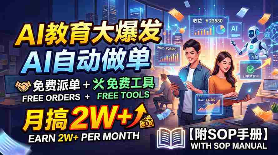 （19731期）AI教育大爆发，AI自动做单，免费派单+免费工具，月搞2W+【附SOP手册】-中创网_分享创业项目_助您在家赚钱