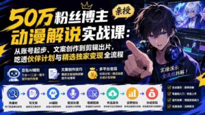 (20144期)50万粉丝博主亲授动漫解说实战课:从账号起步、文案创作到剪辑出片,吃透伙伴计划与精选独家变现全流程-中创网_分享创业项目_助您在家赚钱