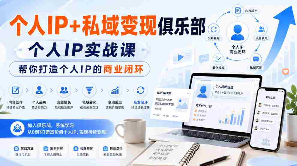 个人IP+私域变现俱乐部，个人IP实战课，帮你打造个人IP的商业闭环-中创网_分享创业项目_助您在家赚钱