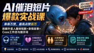 (20038期)AI催泪短片爆款实战课:条条万赞,最高点赞百万,拆解外星人趣味短剧+亲情故事+Coze工作流与提示词-中创网_分享创业项目_助您在家赚钱