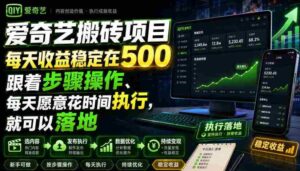 爱奇艺搬砖项目,每天收益稳定在500,跟着步骤操作、每天愿意花时间执行,就可以落地-中创网_分享创业项目_助您在家赚钱
