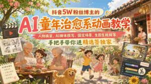 抖音5W粉丝博主的AI童年治愈系动画教学,人物换装、AI脚本撰写、固定场景、生图生视频等,手把手带你进精选签独家-中创网_分享创业项目_助您在家赚钱