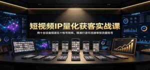 短视频IP量化获客实战课:用十台设备搭建五十账号矩阵,精准打造引流接单型流量账号-中创网_分享创业项目_助您在家赚钱