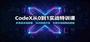 CodeX从0到1实战特训课：多系统本地部署，Skill技能开发，生图生视频网站搭建-中创网_分享创业项目_助您在家赚钱