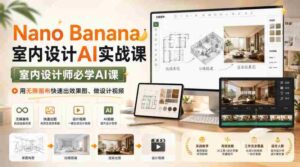 Nano Banana室内设计AI实战课,室内设计师必学AI课,用无限画布快速出效果图、做设计视频-中创网_分享创业项目_助您在家赚钱