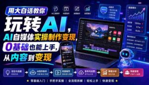 用大白话教你玩转AI,AI自媒体实操制作变现,0基础也能上手,从内容到变现-中创网_分享创业项目_助您在家赚钱