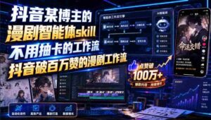 抖音某博主的漫剧智能体skill,不用抽卡的工作流,抖音破百万赞的漫剧工作流-中创网_分享创业项目_助您在家赚钱