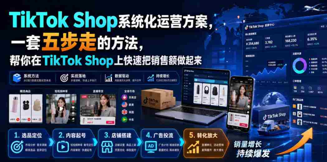 TikTok Shop系统化运营方案,一套五步走的方法,帮你在TikTok Shop上快速把销售额做起来【原创双语字幕】