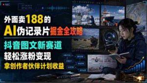 外面卖188的AI伪记录片掘金全攻略,抖音图文新赛道,轻松涨粉变现,拿创作者伙伴计划收益【文档】-中创网_分享创业项目_助您在家赚钱