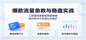 爆款流量急救与稳盘实战:二阶段突发断流快速排查,做好账号中后期长效维护-中创网_分享创业项目_助您在家赚钱