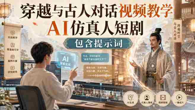 穿越与古人对话视频教学，AI仿真人短剧，包含提示词-中创网_分享创业项目_助您在家赚钱