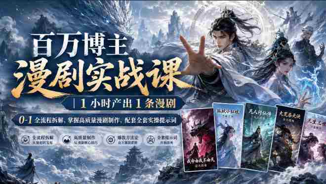 百万博主漫剧实战课｜1小时产出1条漫剧，0‑1全流程拆解，掌握高质量漫剧制作，配套全套实操提示词-中创网_分享创业项目_助您在家赚钱