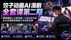 (19910期)饺子动画AI漫剧全套课第二期:原创剧本+小说改编+人物场景生成,从AI分镜到剪辑成片全流程实操-中创网_分享创业项目_助您在家赚钱