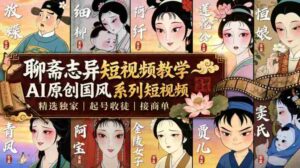 聊斋志异短视频教学,AI原创国风系列短视频,精选独家丨起号收徒丨接商单-中创网_分享创业项目_助您在家赚钱