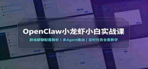 OpenClaw小龙虾小白实战课:群组群聊配置解析,多Agent路由,定时任务全套教学-中创网_分享创业项目_助您在家赚钱