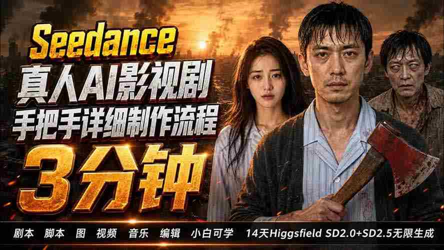 （19706期） 3分钟真人AI影视剧怎么做？SD 2.0手把手完整制作流程｜Higgsfield 14天SD 2.0/2.5无限生成-中创网_分享创业项目_助您在家赚钱