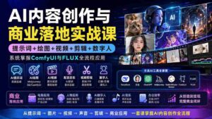 (19913期)AI内容创作与商业落地实战课:提示词+绘图+视频+剪辑+数字人,系统掌握ComfyUI与FLUX全流程应用-中创网_分享创业项目_助您在家赚钱