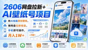 2606网盘拉新+AI壁纸号项目,用AI绘画原创壁纸,賺网盘拉新收益,手机即可操作,月入1W+-中创网_分享创业项目_助您在家赚钱