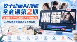 饺子动画AI漫剧全套课第2期：原创剧本+小说改编+人物场景生成，从AI分镜到剪辑成片全流程实操-中创网_分享创业项目_助您在家赚钱