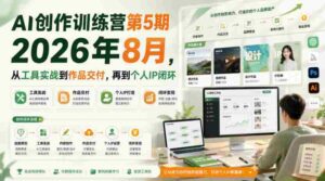 AI创作训练营第5期2026年8月，从工具实战到作品交付，再到个人IP闭环-中创网_分享创业项目_助您在家赚钱