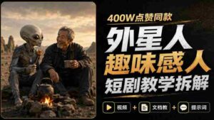 400W点赞同款外星人趣味感人短剧教学拆解,视频+文档教+提示词-中创网_分享创业项目_助您在家赚钱