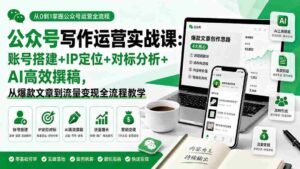 （19914期）公众号写作运营实战课：账号搭建+IP定位+对标分析+AI高效撰稿，从爆款文章到流量变现全流程教学-中创网_分享创业项目_助您在家赚钱