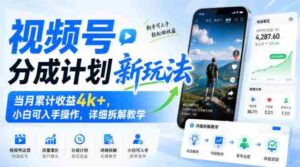 视频号分成计划新玩法，当月累计收益4k+，小白可入手操作，详细拆解教学-中创网_分享创业项目_助您在家赚钱