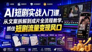 AI短剧实战入门课,从文案拆解到成片全流程教学,抓住短剧流量变现风口-中创网_分享创业项目_助您在家赚钱