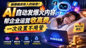 (19826期)躺赚睡后收入的秘密!AI 自动发爆火内容,帮企业运营收高费,一次设置不用管【原创双语字幕】-中创网_分享创业项目_助您在家赚钱