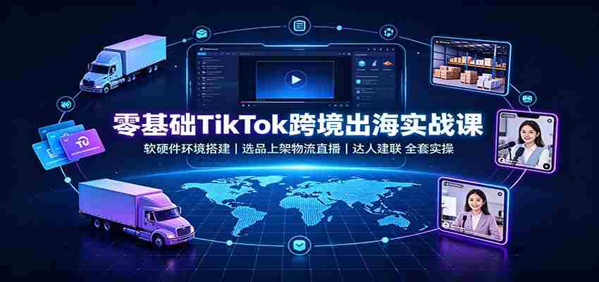 零基础TikTok跨境出海实战课：软硬件环境搭建，选品上架物流直播，达人建联全套实操-中创网_分享创业项目_助您在家赚钱