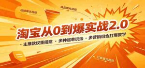 淘宝从0到爆实战2.0:主推款权重搭建,多种起单玩法,多营销组合打爆教学-中创网_分享创业项目_助您在家赚钱