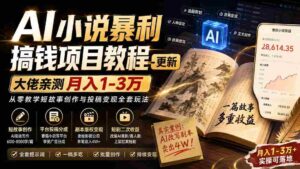 (20044期)AI小说暴利搞钱项目教程-更新,大佬亲测月入1-3万,从零教学短故事创作与投稿变现全套玩法-中创网_分享创业项目_助您在家赚钱