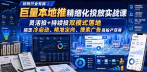 财税行业专属|巨量本地推精细化投放实战课,灵活投+持续投双模式落地,搞定冷启动、精准定向、搜索广告高投产获客-中创网_分享创业项目_助您在家赚钱