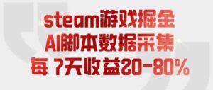 steam游戏掘金,AI脚本数据采集,轻松月入过1W,每7天收益20-80%【揭秘】-中创网_分享创业项目_助您在家赚钱