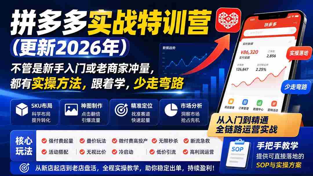 图片[1]-（19744期）拼多多实战特训营(更新2026年)：不管是新手入门或老商家冲量，都有实操方法，跟着学，少走弯路