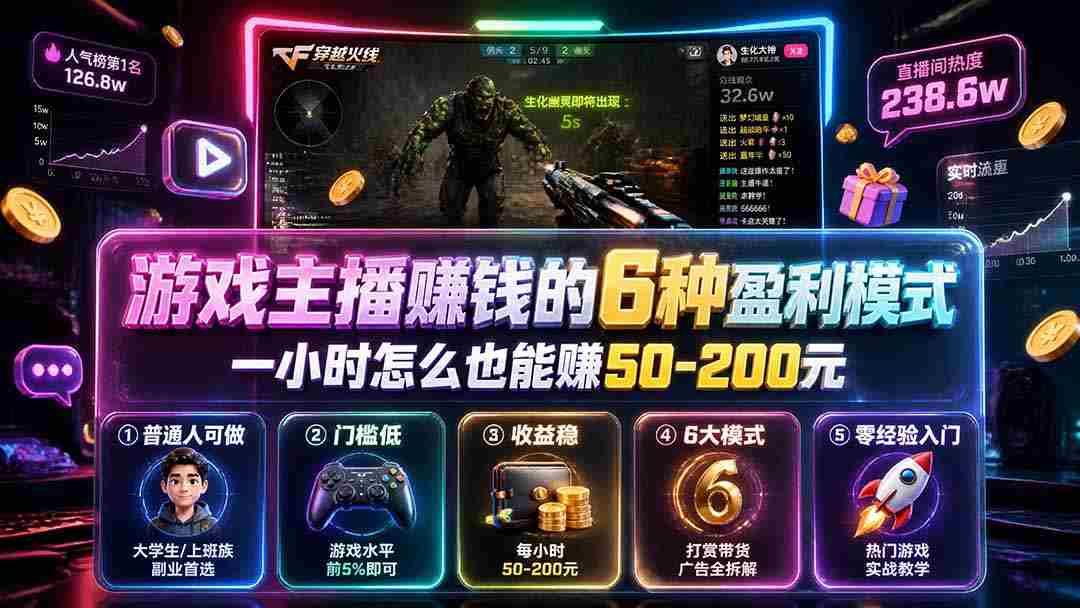 （19627期）付费文章：游戏主播赚钱的6种盈利模式，一小时怎么也能赚50-200元-中创网_分享创业项目_助您在家赚钱
